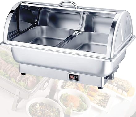 Elektrische Warmhoudbak - Buffet Server - Feestelijk Serveren - Instelbare Temperatuur - 9L Volume - Zilver
