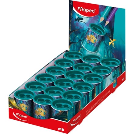 Puntenslijper Maped Dragon 2-gaats display a 18 stuks blauw