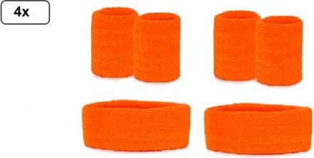 4x Zweetbandjes set oranje
