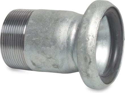 Snelkoppeling staal gegalvaniseerd 108 mm x 4" V-deel Bauer x buitendraad type Bauer S75