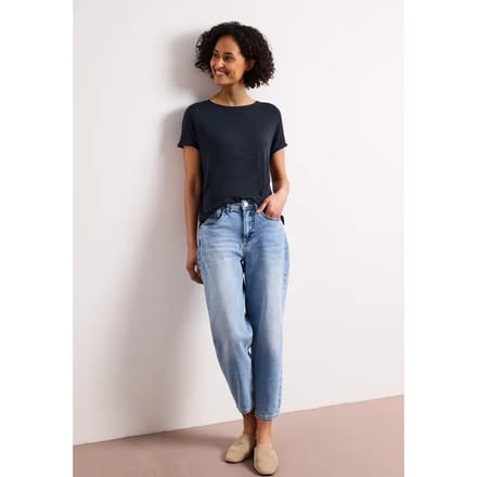 Shirt met korte mouwen en boothals