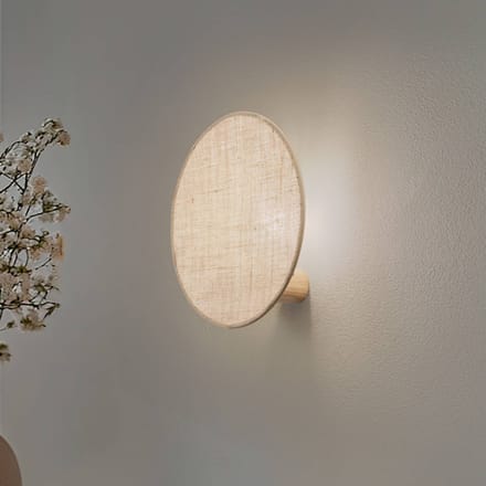 TK Lighting Wandlamp Puls, jute kap, natuurbruin, Ø 30 cm