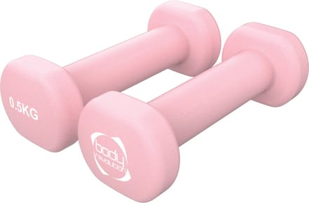 Neopreen halters - roze - 2x0,5 kg - anti-roll ontwerp