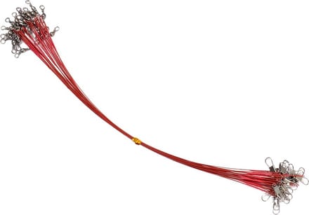 Stalen onderlijn - 10 stuks - 25cm lang - 14kg - 0,5mm - ROOD - Roofvissen
