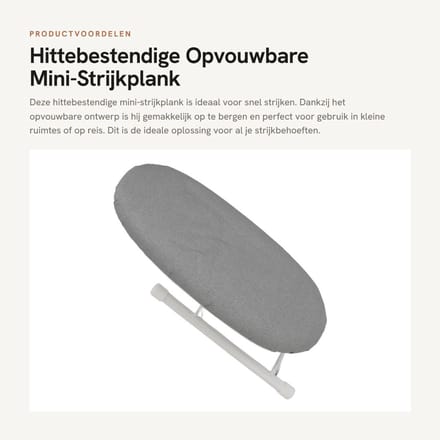 Dailygoods- Strijkplank Hittebestendig - Opvouwbare Tafelstrijkplank - Draagbare Strijkplank - Compact - Stabiele Ondersteuning - 178g