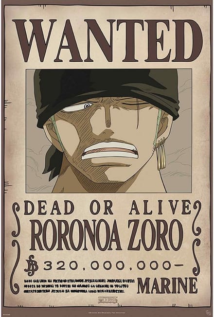 Wanted Zoro Poster - One Piece Collectie (91,5 x 61 cm)