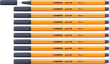 STABILO point 88 - Premium Fineliner - Fine 0,4 mm – Payne's Grijs Blauw – Doos 10 stuks