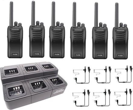 Kenwood TK3501 PMR446 portofoons set met headsets en multilader