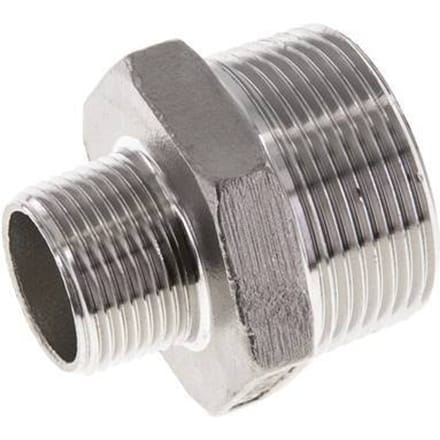 3/4'' NPT x 1 1/4'' NPT RVS Borstnippel 16 Bar