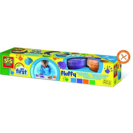 SES Creative My First Vingerverf - Fluffy 4 Kleuren - Vanaf 1 Jaar - 4 x 110 ml - Babyproof - Glutenvrij - Schoencadeautjes Sinterklaas