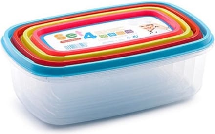 PlasticForte Vershoudbakjes - set van 4x - diverse formaten - 250+400+700+1000 ml