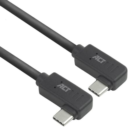 ACT USB 3.0 10Gbps 60W USB Type-C (haaks links/rechts) naar USB Type-C (haaks links/rechts) kabel, 1 meter AC7487