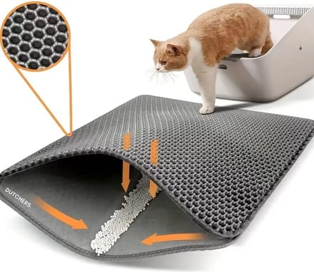 Dutchers.® Kattenbakmat - * - XXL - Grit Opvanger - Schoonloopmat Kattenbak - Waterdicht - Geen Troep Meer -Extra Groot - 60x90 CM - Grijs