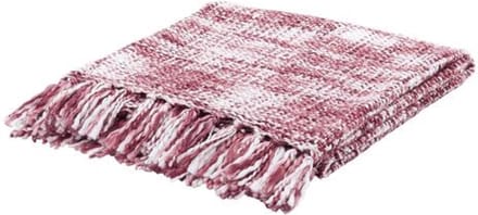 Zachte plaid met geweven patroon wit roos bordeaux 170x130cm