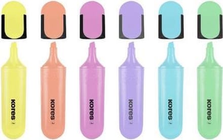 Kores markeerstift "BRIGHT LINER" pastel, doos van 6