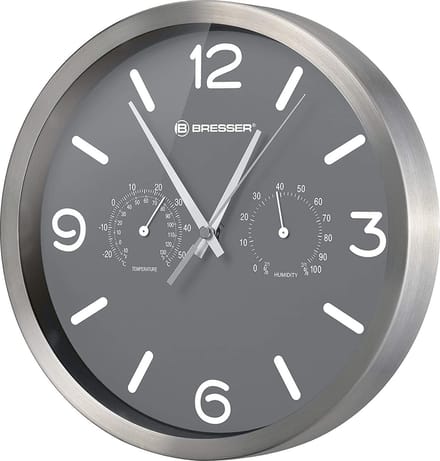 Bresser Wandklok -  Mytime Aluminium  - Antraciet - Ø25 CM