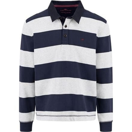 Fynch-Hatton Trui Sweat Rugby Striped Polo Collar Navy / male