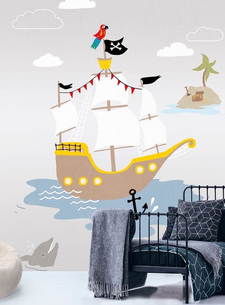 INGK - Kate & Andy - Behang - Pirates (gray)