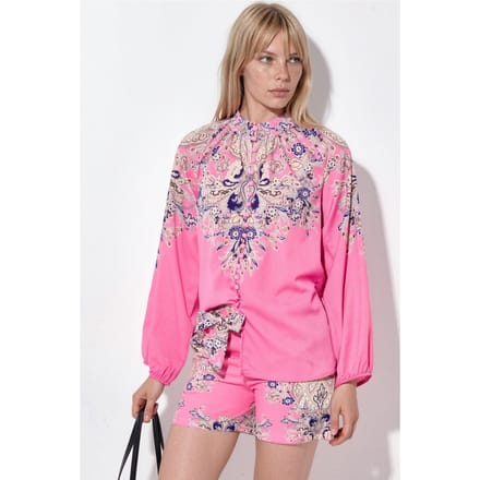 Paisley Woven Jumpsuit Met Strikdetail