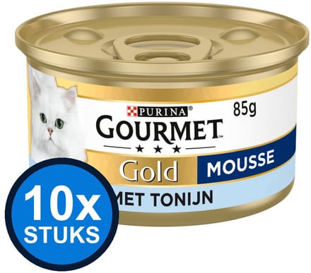 10x Gourmet - Gold Mousse Tonijn - Kattenvoer Natvoer - 85 g