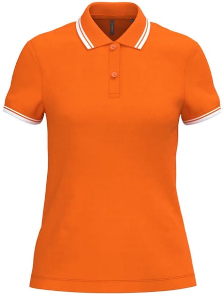 Kariban Gestreepte damespolo korte mouwen K273 - Orange / White - S