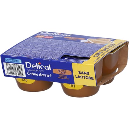 Delical Lactosevrije Dessertcrème Koffie 4x125 Voeding