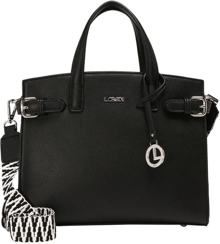 L.CREDI Handtas Schoudertas Isante Handle Bag Black Zwart
