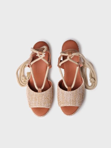 Dames espadrilles met hoge schacht van raffia | TAMESIS