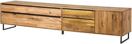 MASSIVMOEBEL24.DE wilde eik lage kast blank massief hout 235x43x52 (BxTxH) geolied deels gemonteerd WIEN volledig massief #206
