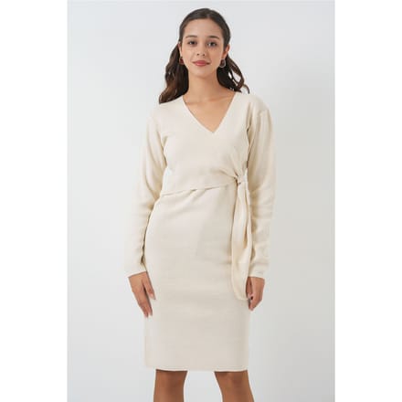 Bodycon Midi-jurk met V-hals en striksluiting