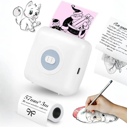 RVV® Labelmaker - Laberprinter - Draagbare Laberprinter - Bluetooth - Inktloos- Wit- 9cm x 9cm x 4cm