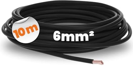Flexibele 10 m 6 mm² kabel H07V-K - Enkele ader kabel zwart