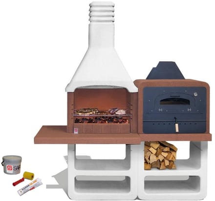Sarom Fuoco - Betonnen barbecue - Pizzaoven - Laros - Complete set - Inclusief kit en verf