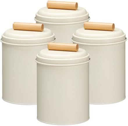 Excellent Houseware Voorraadpot / koekjes bewaarblik Bart - 4x - 14 x 20 cm - metaal - wit - keuken voorraadpotten