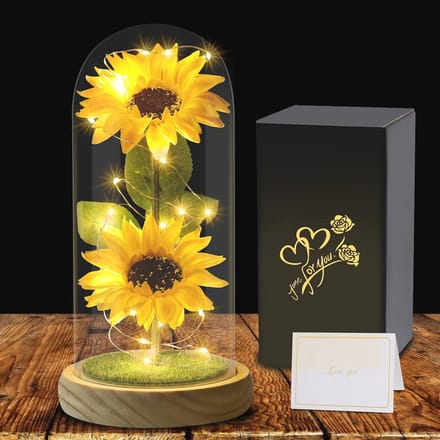 Kunstzonnebloem in Glazen Koepel - Eeuwig Geschenk voor Moederdag en Jubileum