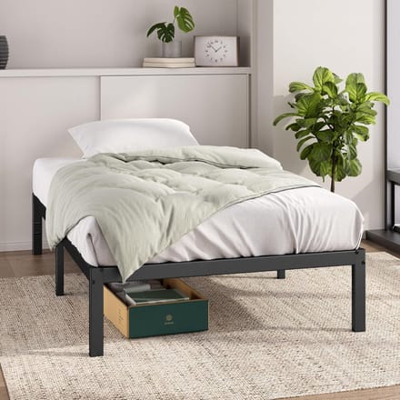 Metalen platformbed 80 x 190 cm - bedframe met opbergruimte onder het bed, zwart