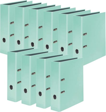 10 stuks Pastellkleurige Ordners voor DIN A4 - Mint Groen - 8 cm Breed