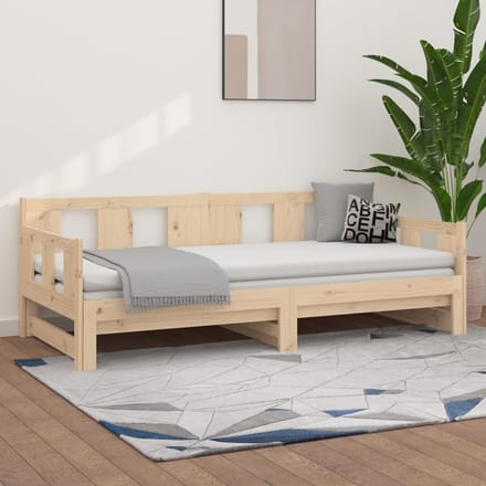 vidaXL - Slaapbank - uitschuifbaar - massief - grenenhout - 90x190 - cm