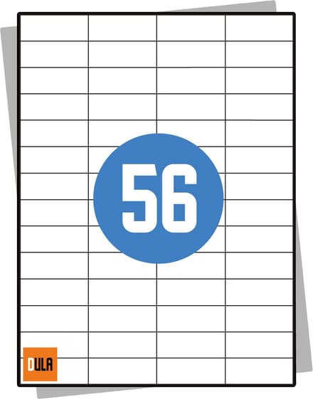 DULA Etiketten - Stickervellen A4 - 56 stickers per vel - 52,5 x 21,2 mm - 100 vel