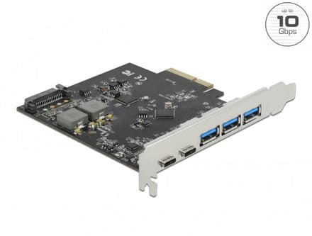 Delock PCI Express x4 Card to 2 x USB Type-C™ + 3 x USB Type-A - SuperSpeed USB 10 Gbps