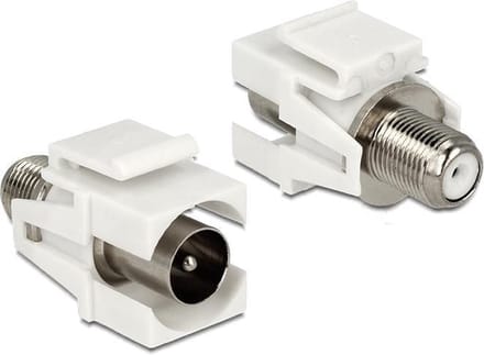 Keystone F-connector vrouwelijk - verzonken Coax mannelijk module wit