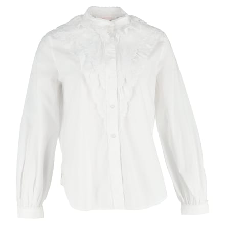 See by Chloé Broderie Anglaise Flounces Shirt in White Cotton