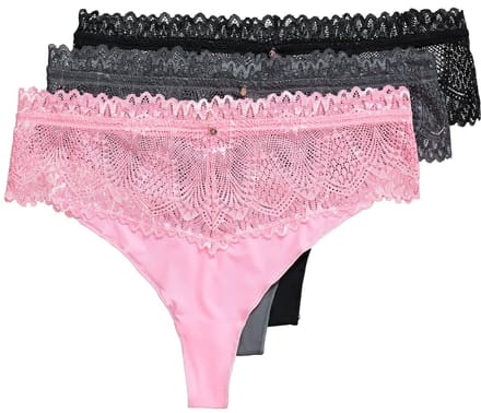 TruYou - Dames - Strings set van 3 kanten tailleband - Roze - Maat 54+