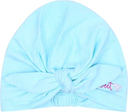 Turquoise meisjesmutsje met knoop