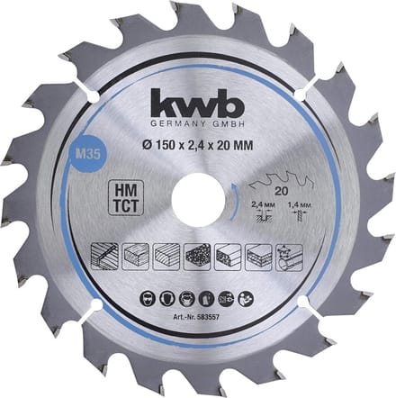 kwb 583557 Hardmetaal-cirkelzaagblad 150 x 20 mm 1 stuk(s)