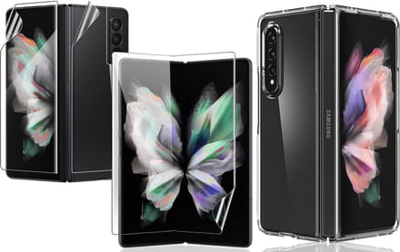Hoesje geschikt voor Samsung Galaxy Z Fold 3 - Transparant Siliconen Case en Screen Protector