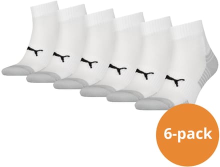 Puma Sport Cushioned Quartersokken Light 6-pack Wit-39/42