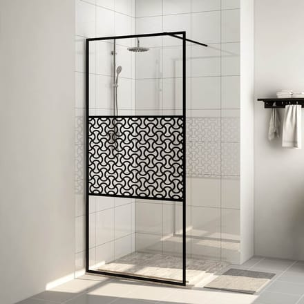 vidaXL - Inloopdouchewand - 115x195 - cm - ESG-glas - transparant - en - zwart