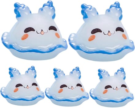 Mini Zeeslakken Set - Hars Beeldjes - Miniatuur Decoratie - Realistische Details - 5 Stuks - Wit