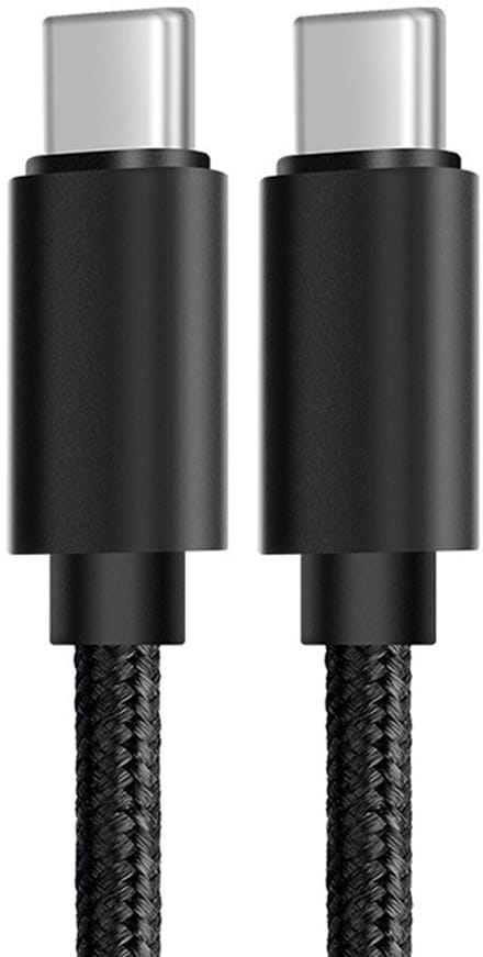 USB-C naar USB-C oplader adapter data kabel - 60W snellader opladen - 3A - gevlochten nylon - 1 meter - zwart